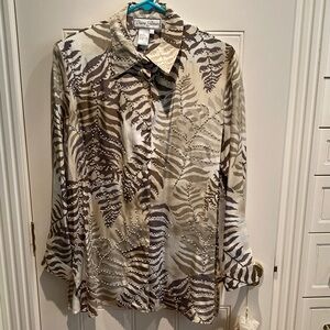 Diane Gilman Beige and Brown Fern Blouse